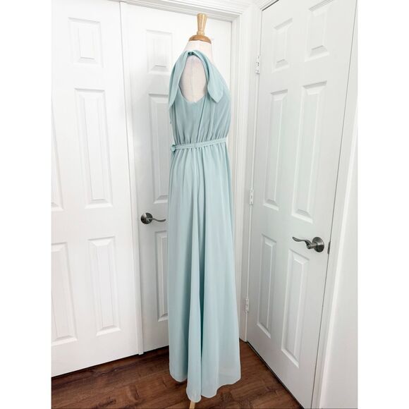 Monique Lhuillier Womens Bridesmaids Alix Gown Long Dress Aqua Blue Size 10 - Picture 3 of 8